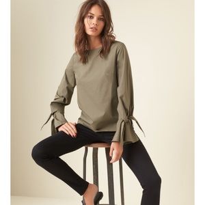 SOPRANO TIE CUFF POPLIN TOP XS NWOT